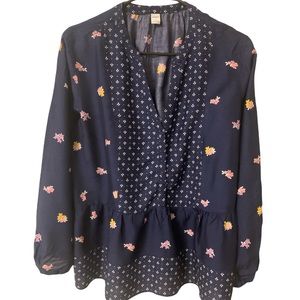 Old Navy Navy Print Top (L)